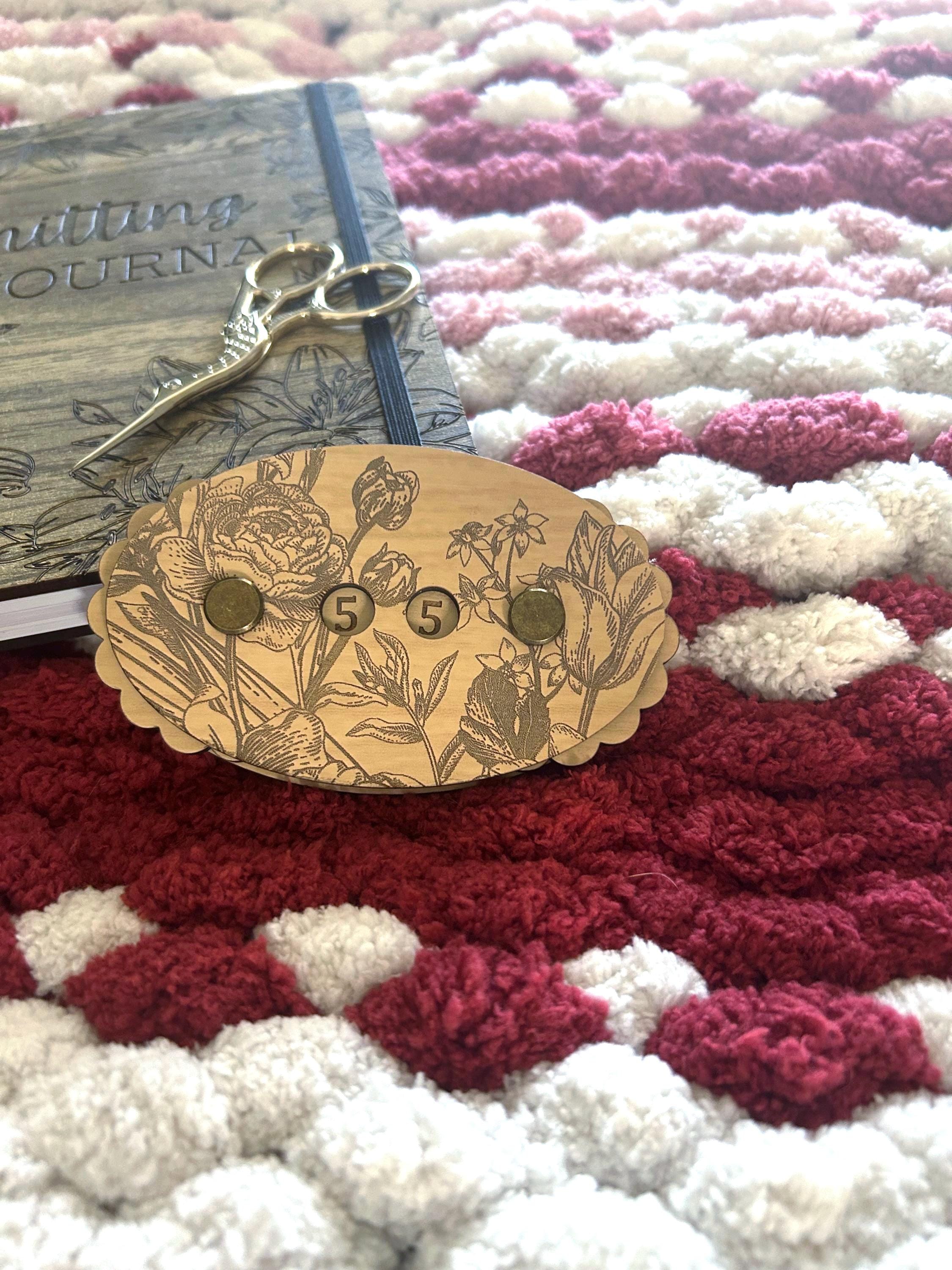 Row Counter for Knitting and Crochet Flowers Engraved