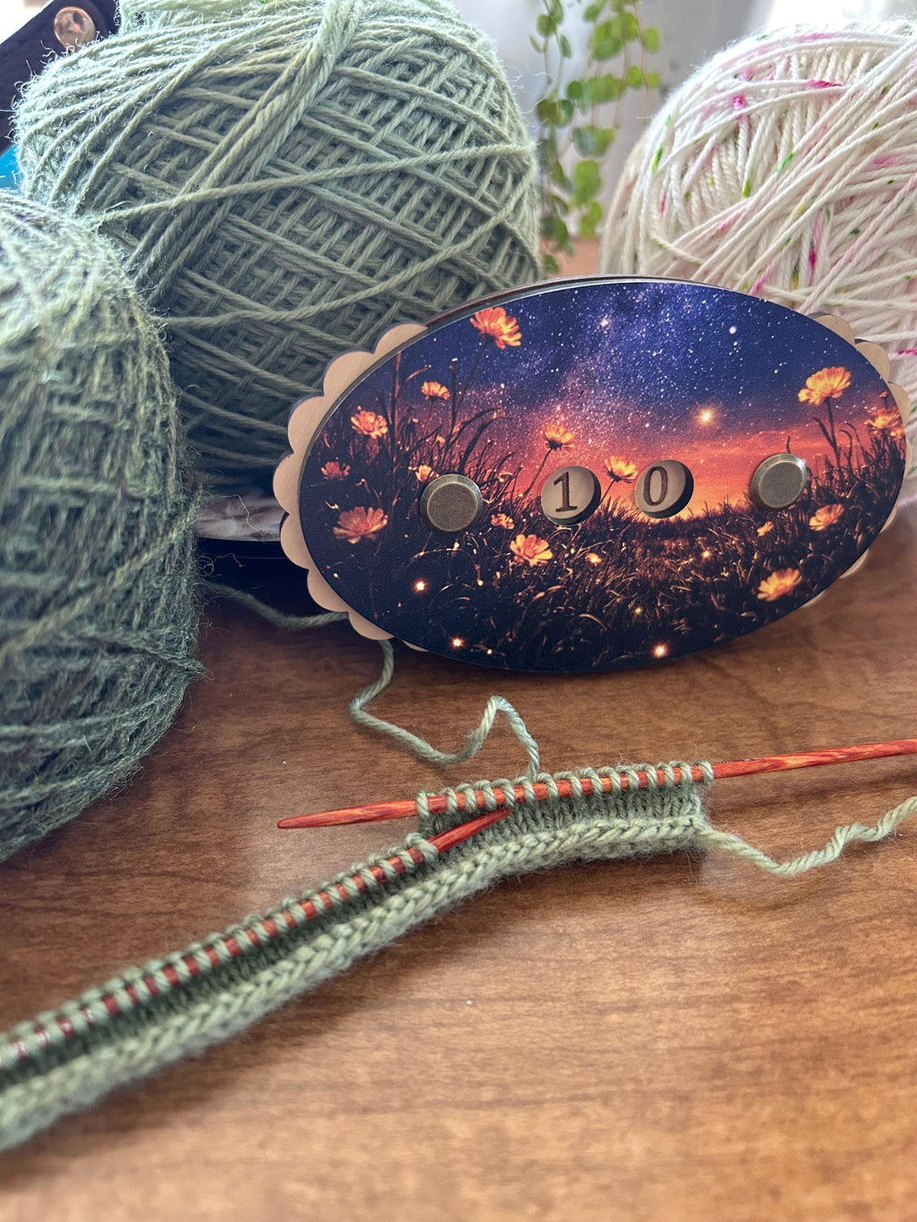 Row Counter for Knitting and Crochet Sunset Flowers