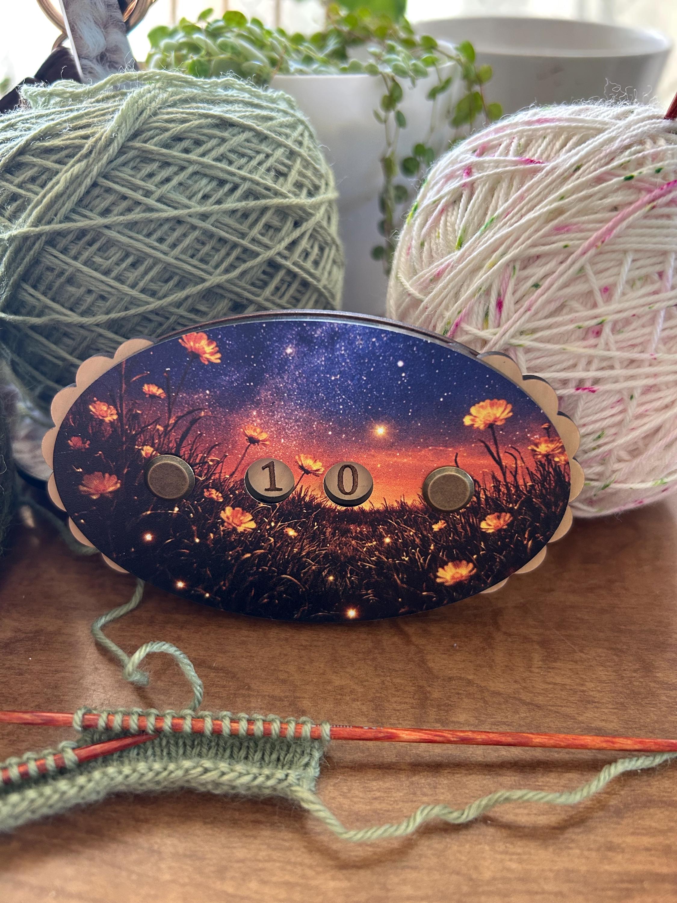 Row Counter for Knitting and Crochet Sunset Flowers