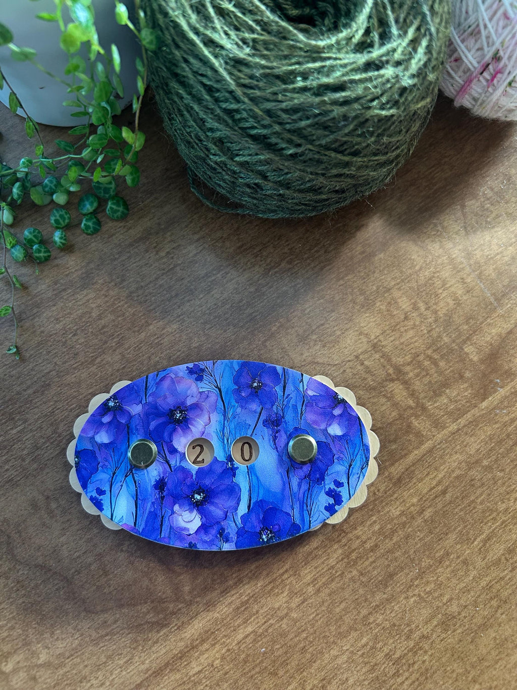Row Counter for Knitting and Crochet Blue Violets Pattern