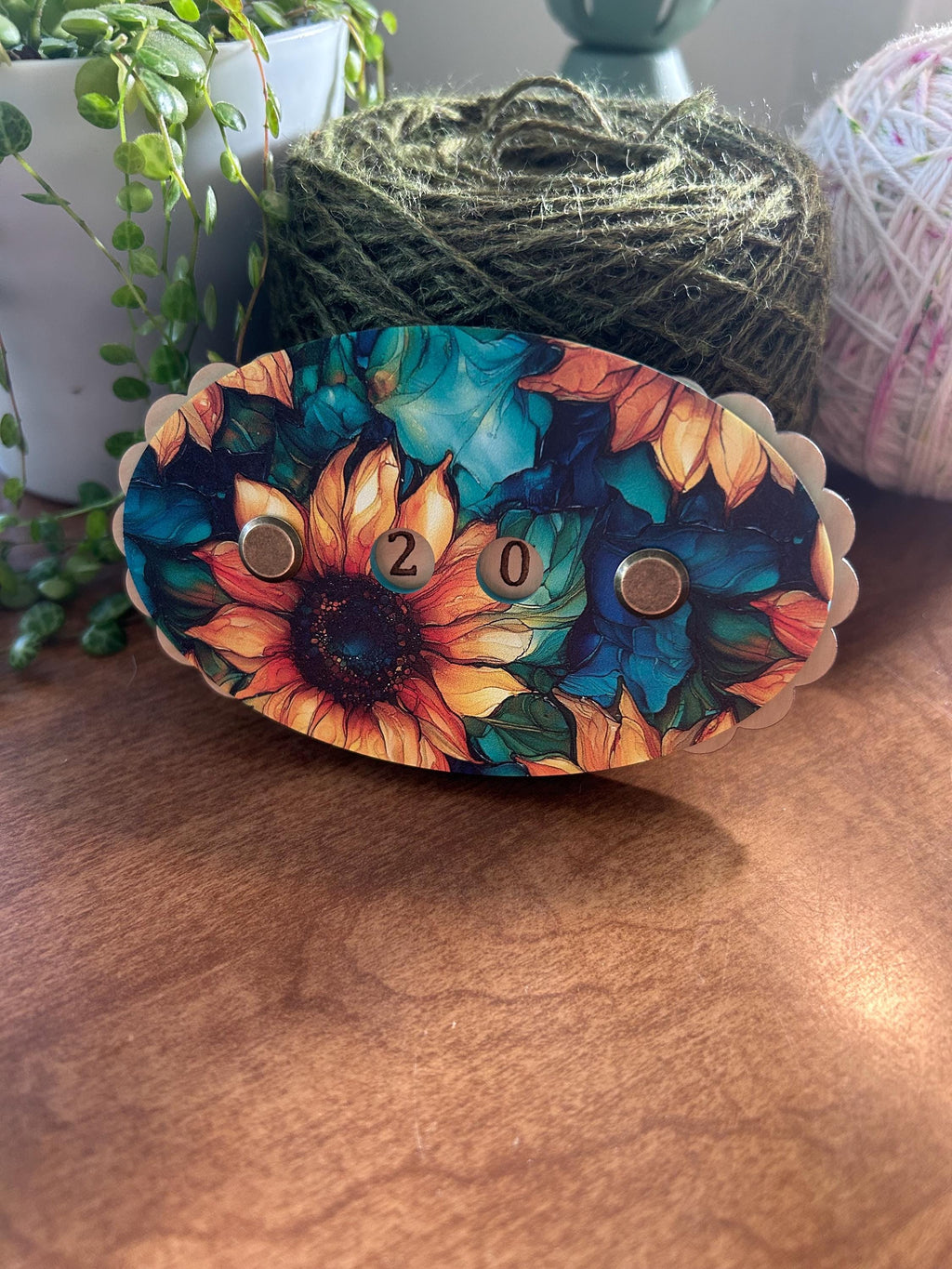 Row Counter for Knitting and Crochet Stained Glass Sunflower Pattern