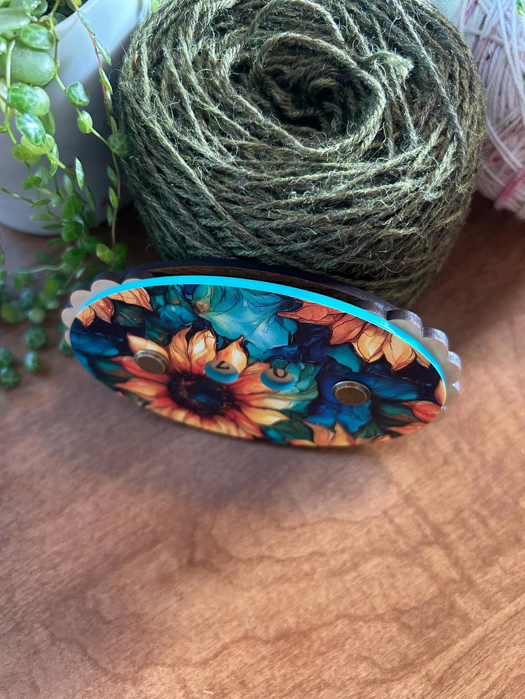 Row Counter for Knitting and Crochet Stained Glass Sunflower Pattern