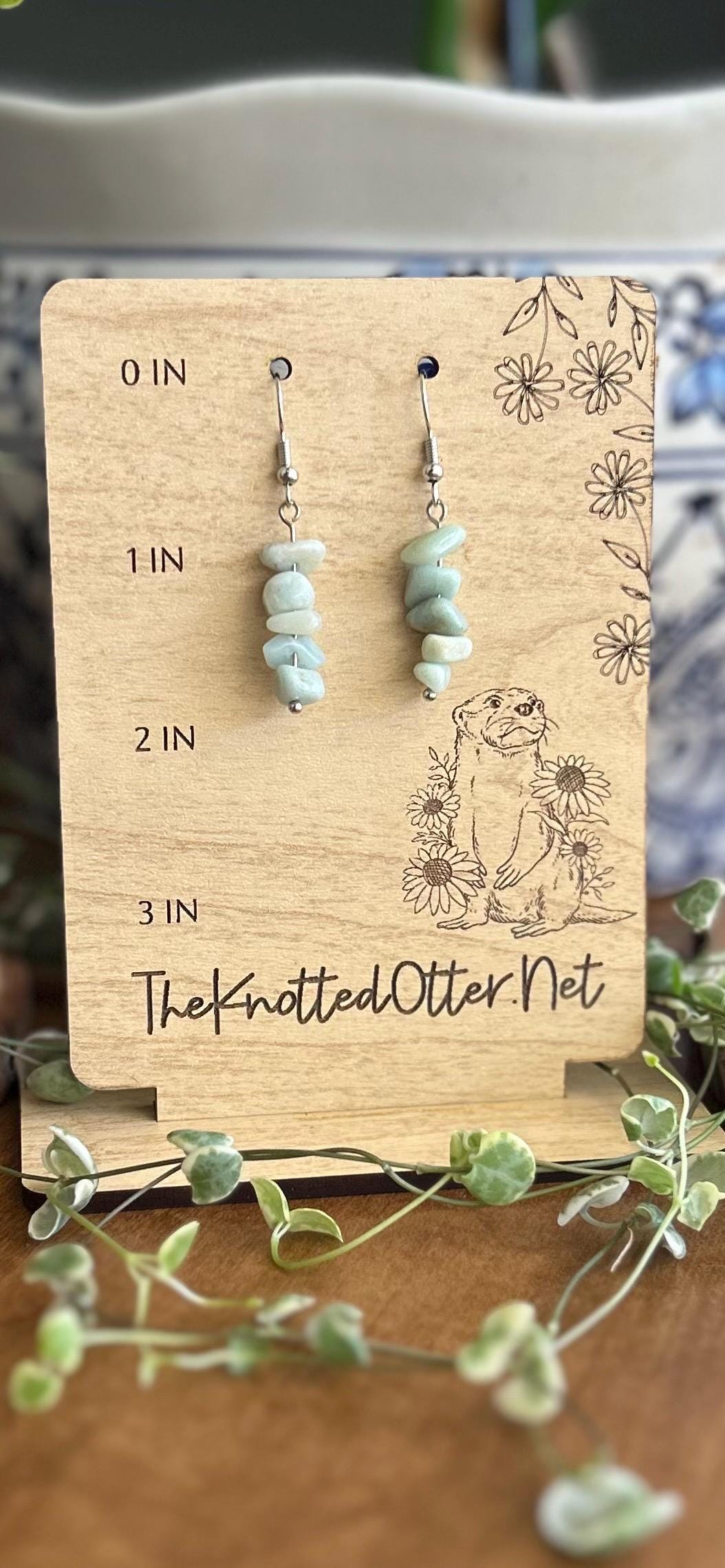 Chip Bead Dangle Earrings | Natural Stone Earrings | Gemstone Dangle Earrings