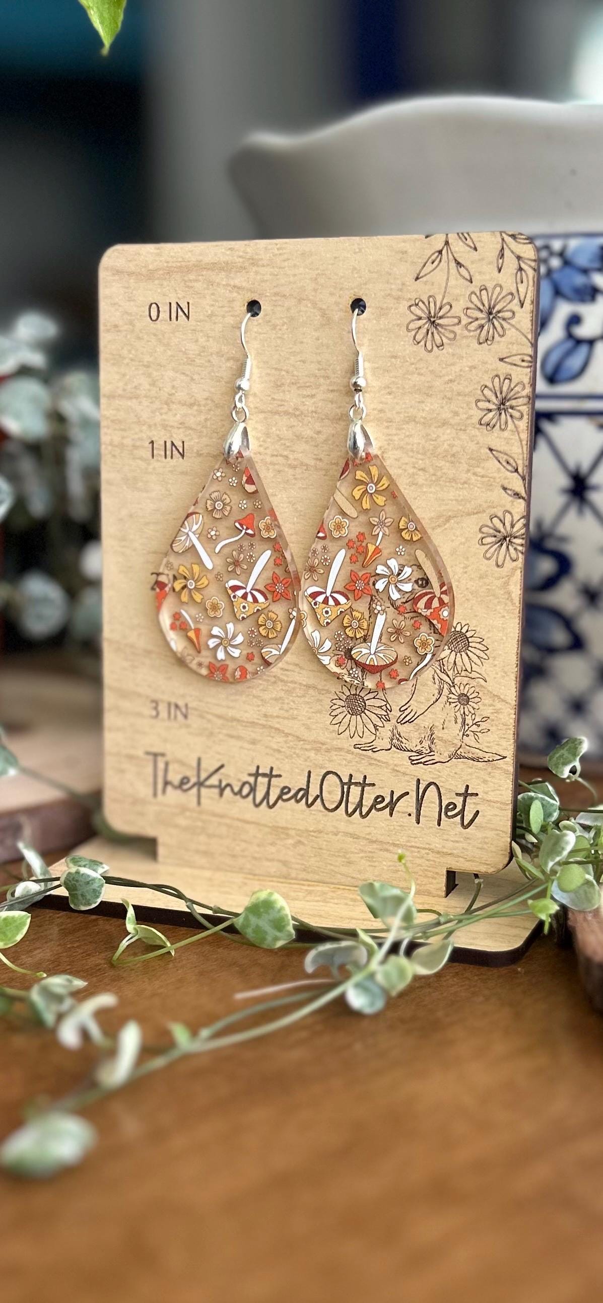 Mushroom Earrings | Acrylic Statement | Dangle Earrings