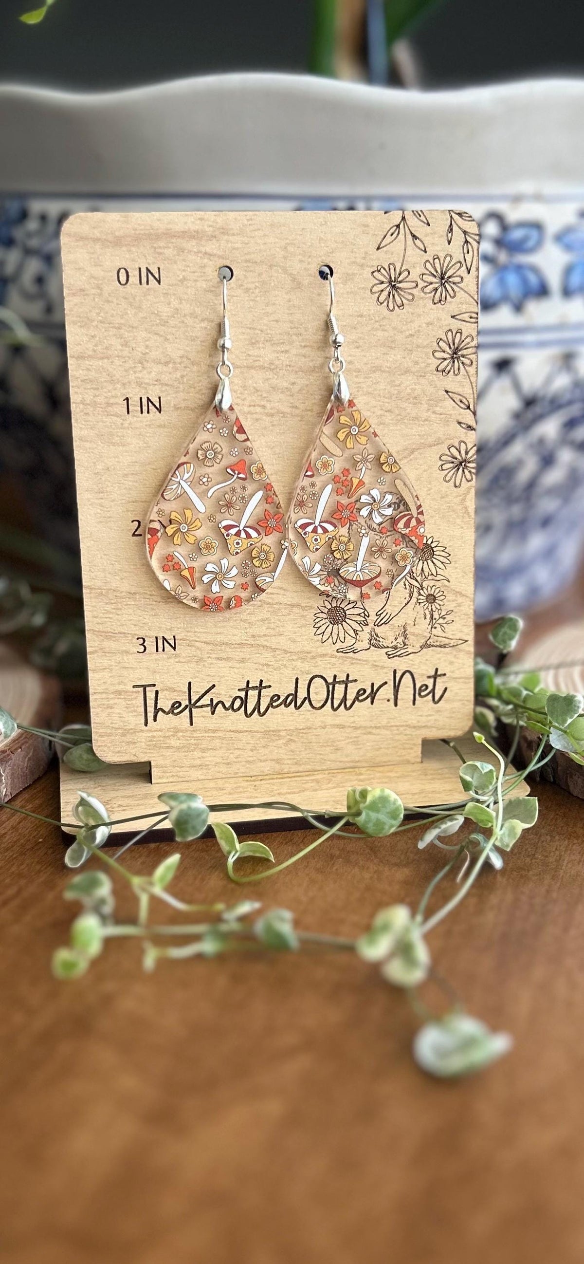 Mushroom Earrings | Acrylic Statement | Dangle Earrings