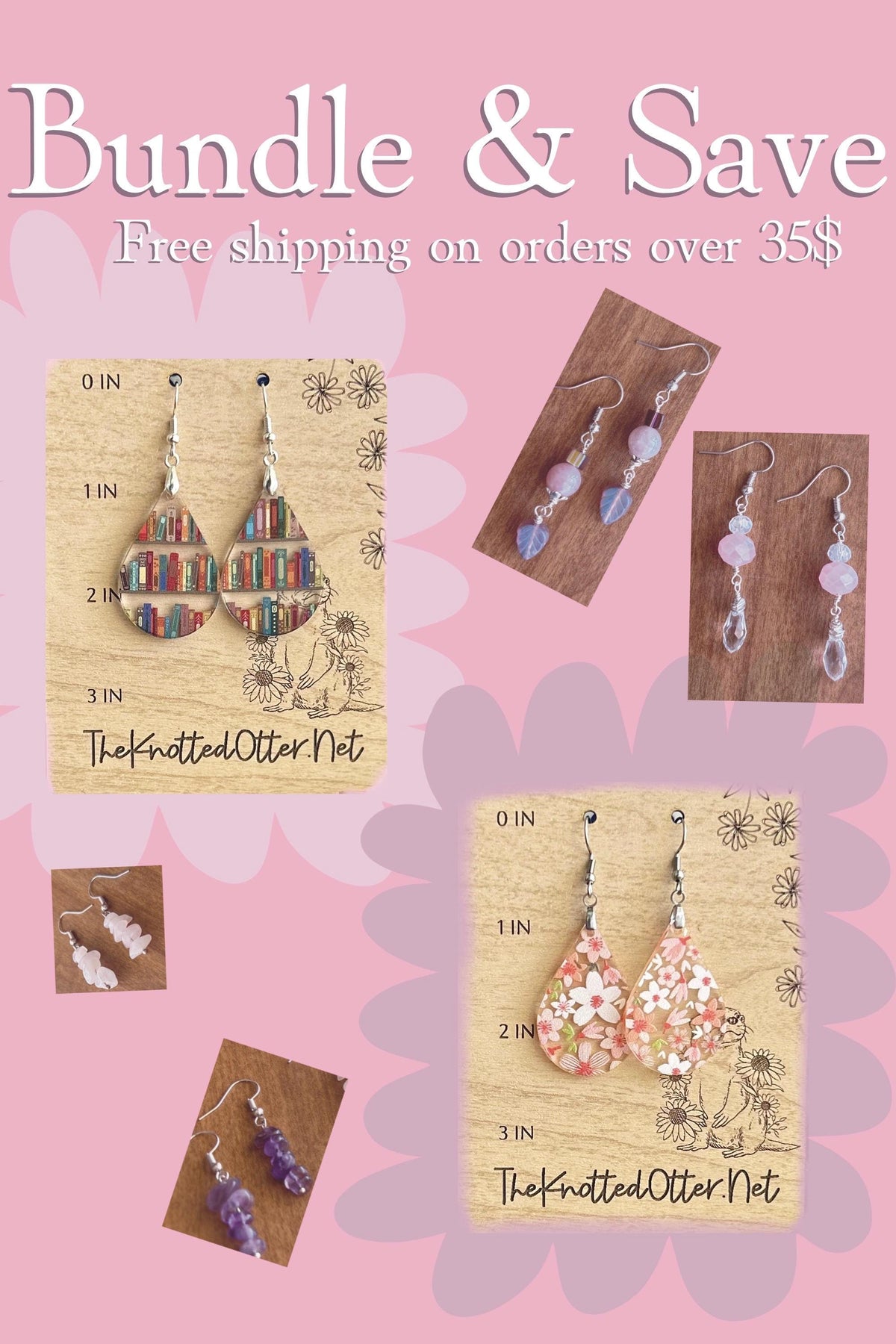 Pink Flower Earrings | Acrylic Statement | Dangle Earrings