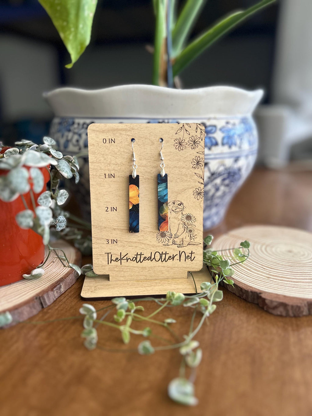 Floral Earrings | Rectangular drop | Acrylic Dangle Earrings