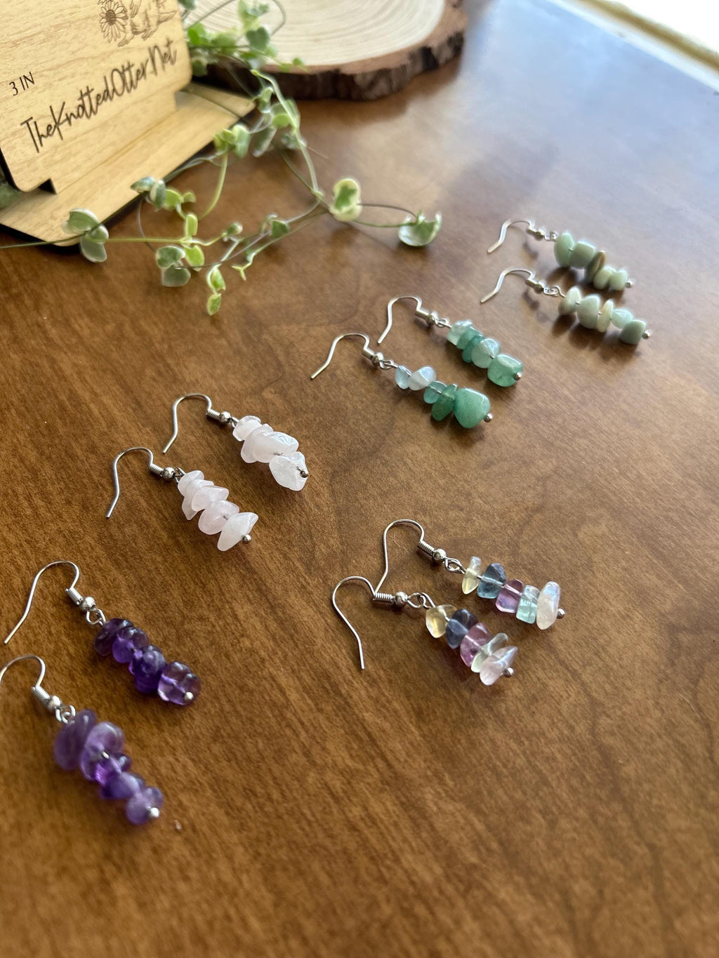 Chip Bead Dangle Earrings | Natural Stone Earrings | Gemstone Dangle Earrings