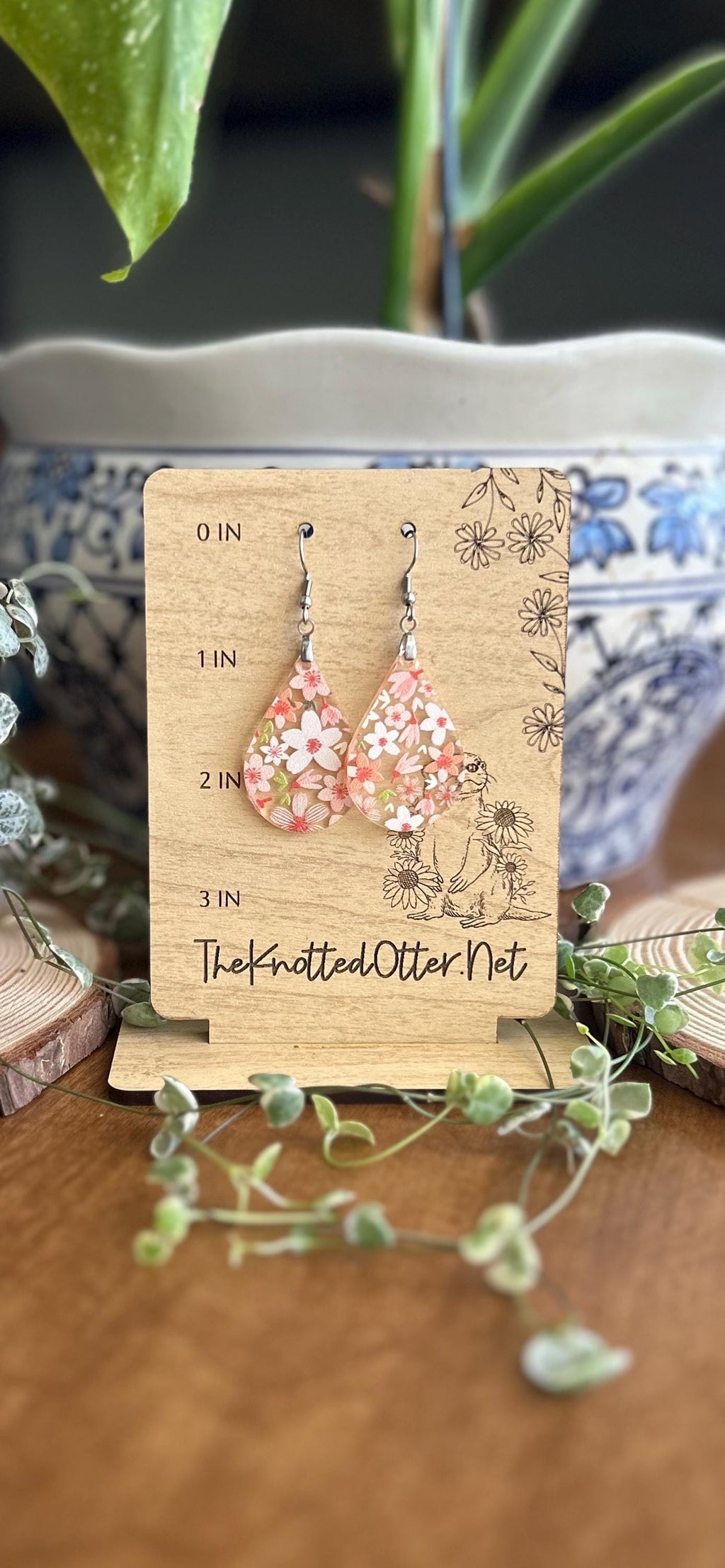 Pink Flower Earrings | Acrylic Statement | Dangle Earrings
