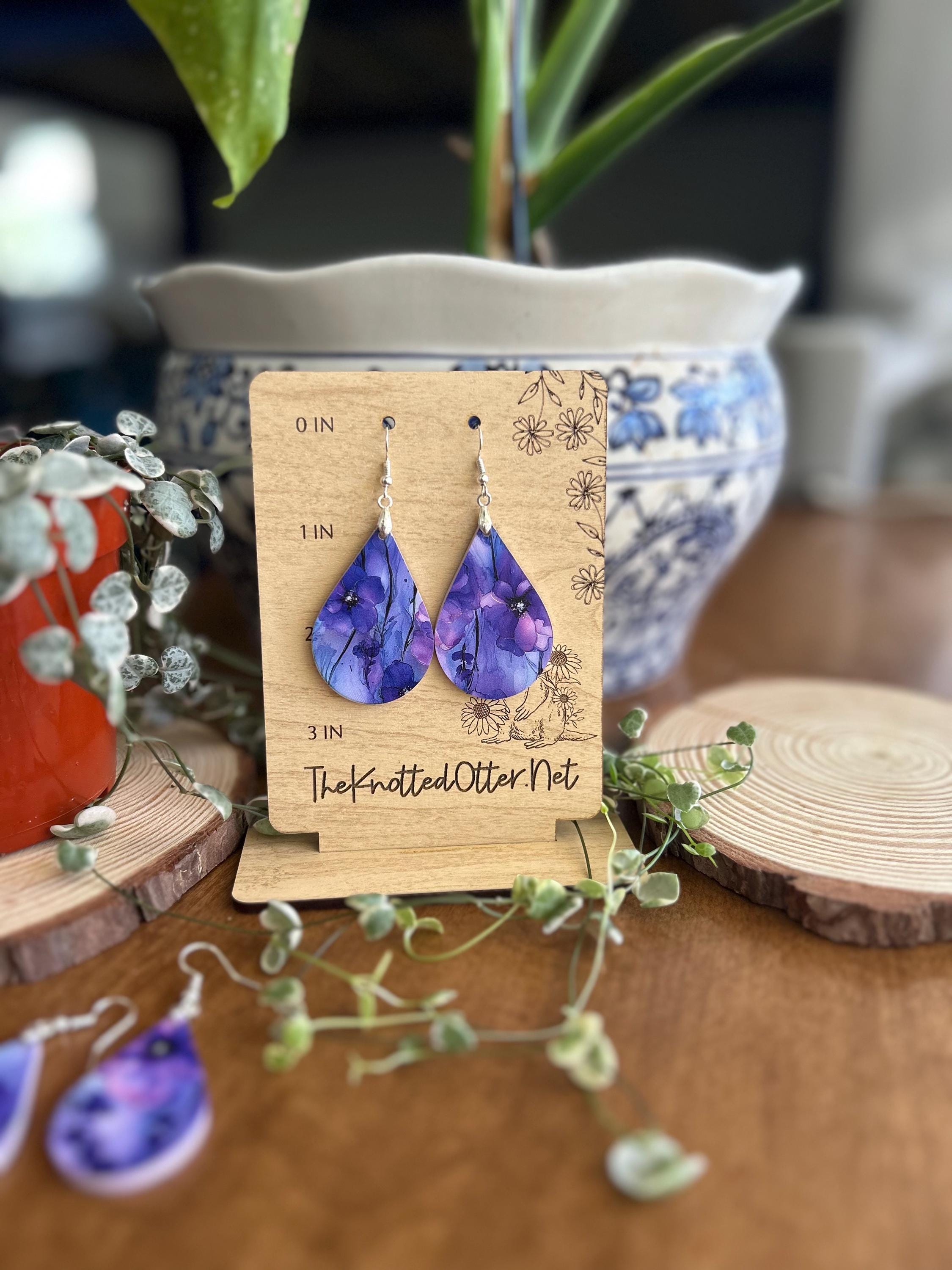 Violet Earrings | Rectangle Drop | Acrylic Dangle Earrings