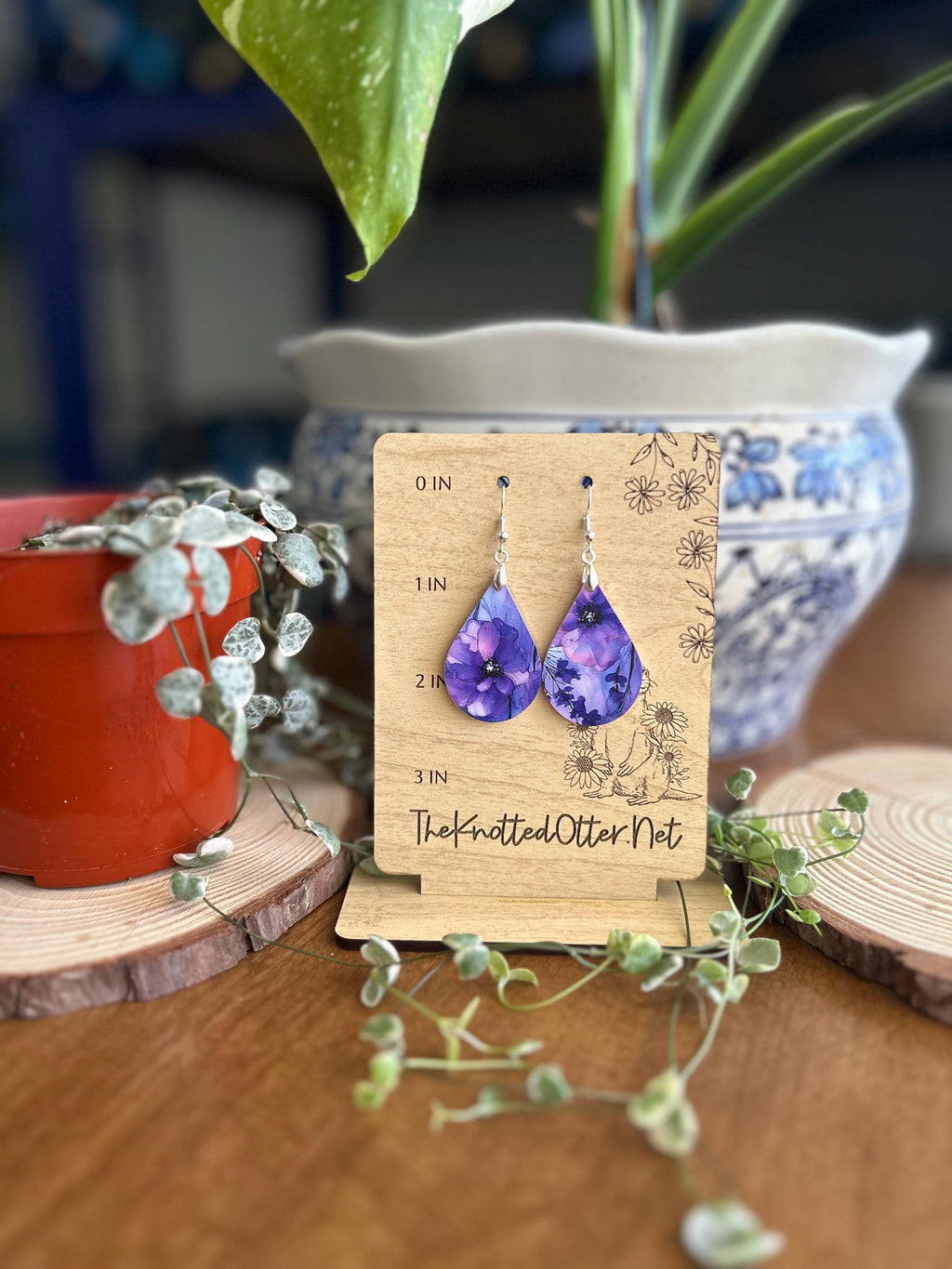 Violet Earrings | Teardrop Flower | Acrylic Dangle Earrings